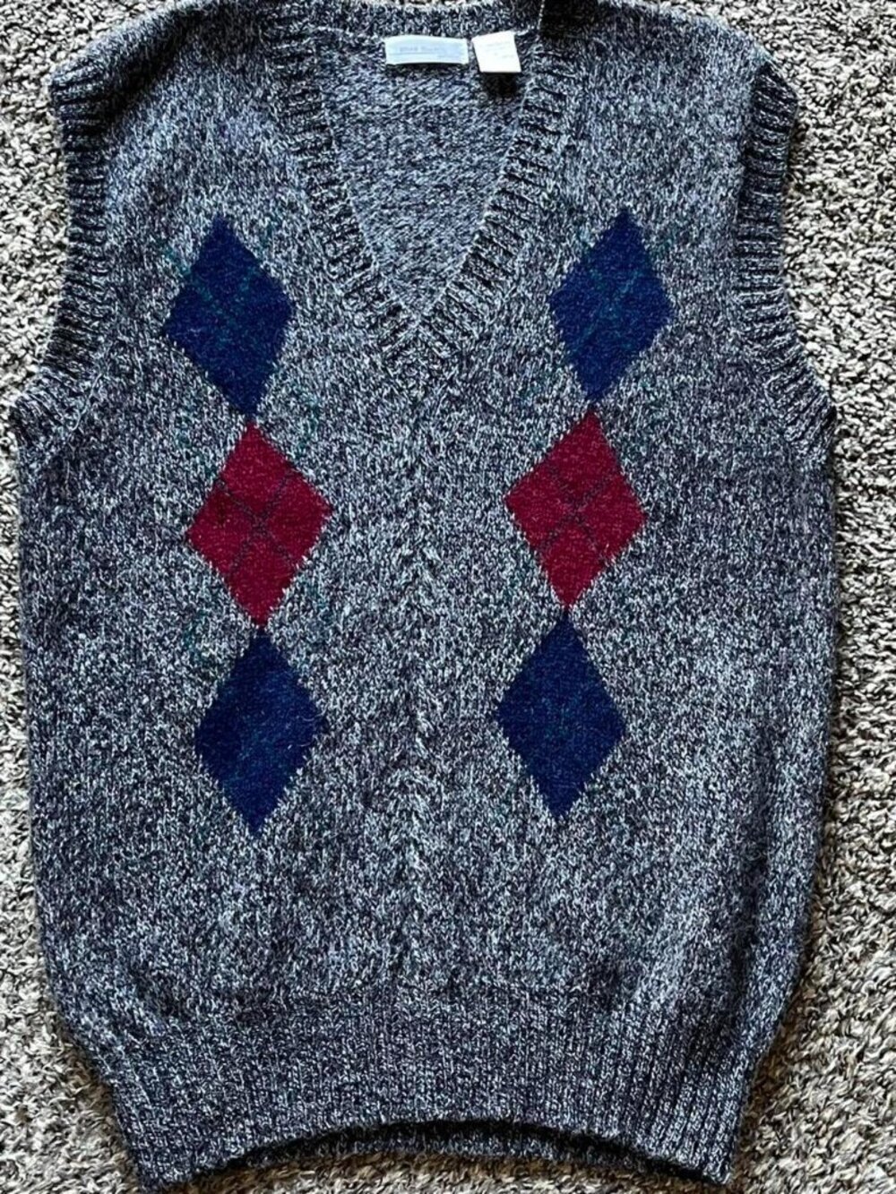 Brian MacNeil Vintage Wool Sweater Vest  Lrg Argyle‎ Grandpacore Classic Coastal